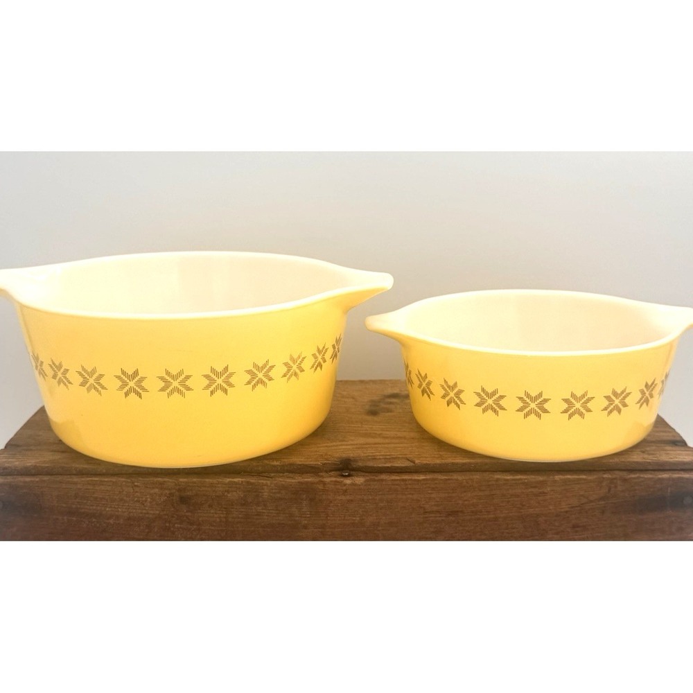 Pyrex Town & Country Brown & Yellow 474B 1.5 QT & 472 1.5 PT Casserole Dishes - Picture 7 of 15